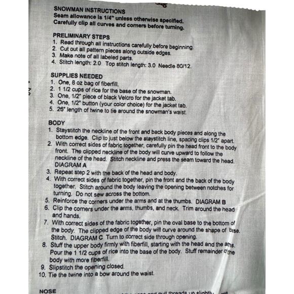 Jack Snow The Cranston Collection Cut & Sew Snowman Doll Fabric Panel Winter NEW - Picture 2 of 5